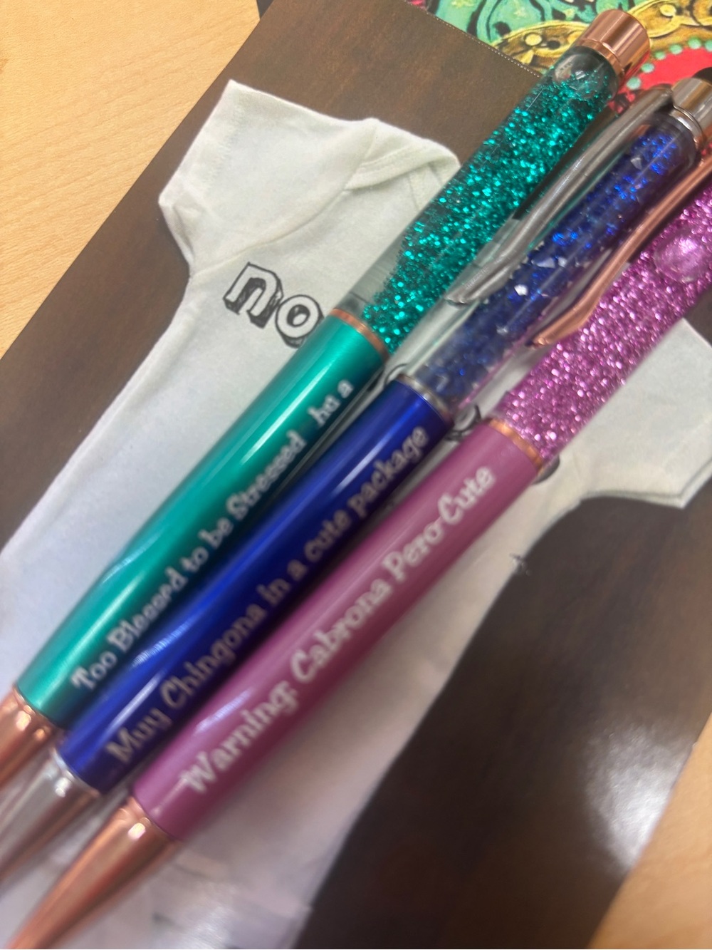 LATINA Power Set of w3 Glitter Ballpoint Pens in Teal, Blue, and Pink